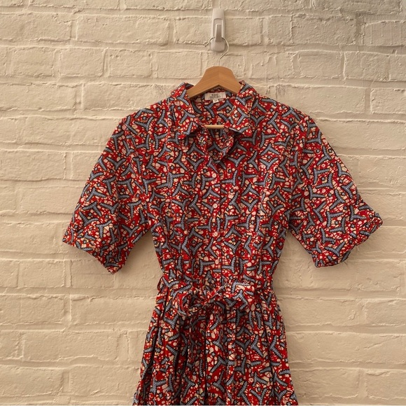 Kemi Telford || Belted Cotton Shirt Dress Shirtdress Red Medium - Picture 2 of 8